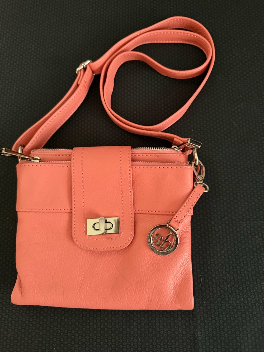 AUDREY BROOKE Genuine Leather Coral Pink Crossbody Bag